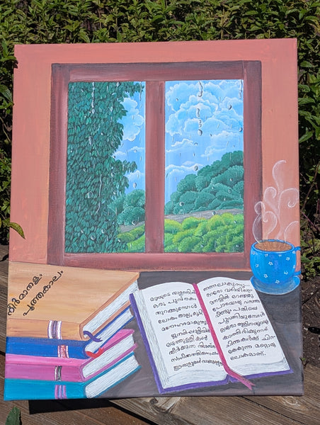A little rain outside, a good book within, and a quiet moment to cherish. 🌧️📖☕