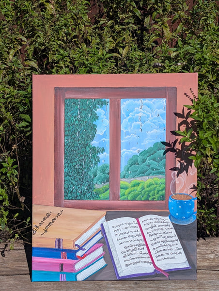 A little rain outside, a good book within, and a quiet moment to cherish. 🌧️📖☕