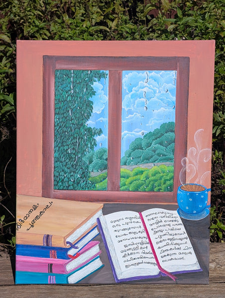 A little rain outside, a good book within, and a quiet moment to cherish. 🌧️📖☕