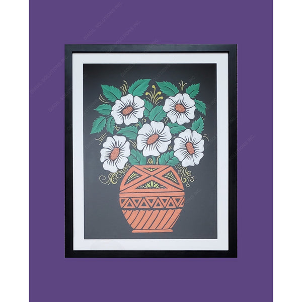 Framed Embossed Painting - Flower