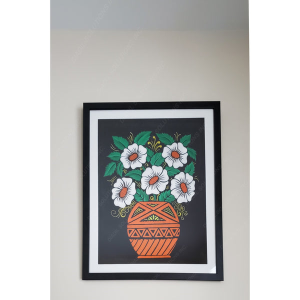 Framed Embossed Painting - Flower