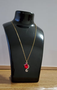 Red Crystal Pendant on Golden Chain