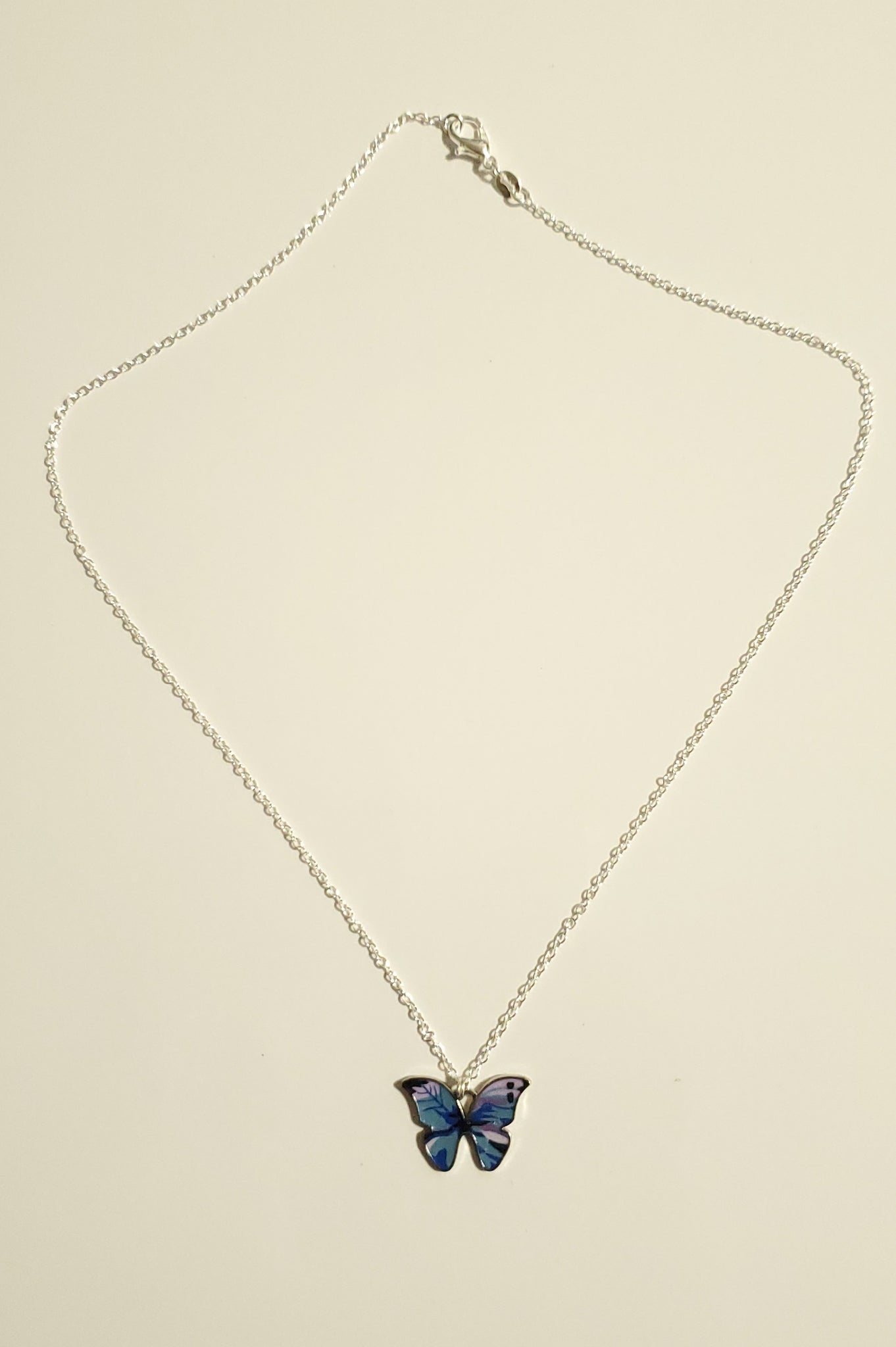 Blue Purple Butterfly  charm necklace 1