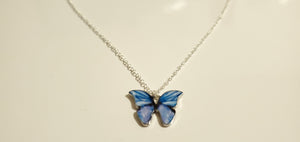 Blue Purple Butterfly charm necklace 2
