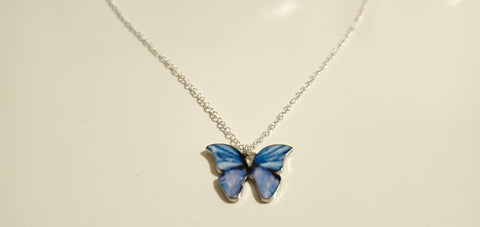Blue Purple Butterfly charm necklace 2