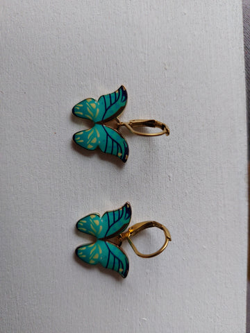 Green butterfly earring