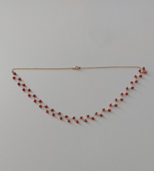 Zig Zag Cardinal Red Beaded Necklace
