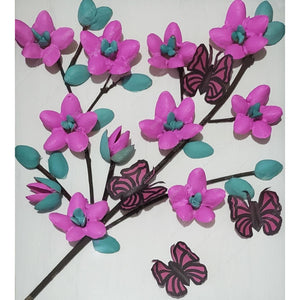 Lavender flower with butterfly 3D feel print