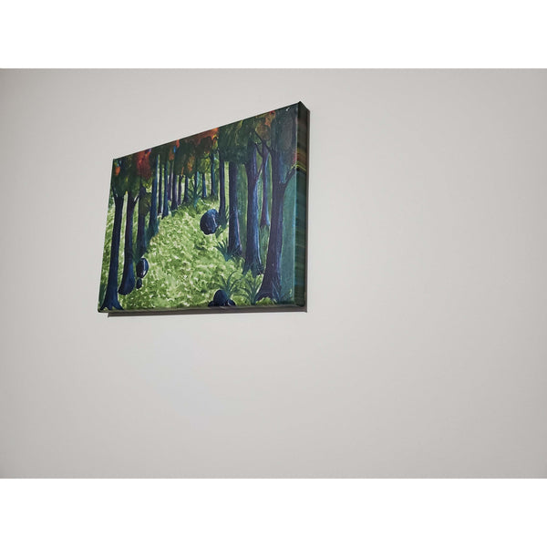 In the woods on canvas frame