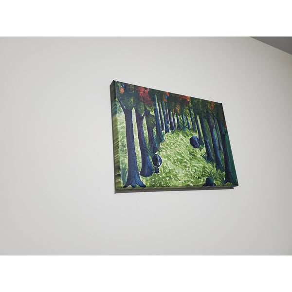 In the woods on canvas frame