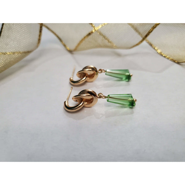 Conical crystal beads on golden knot ear stud