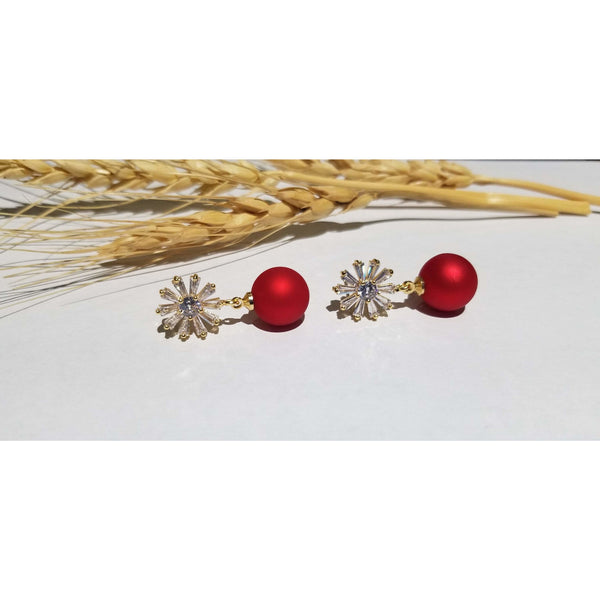 Matte beads with zircon stud