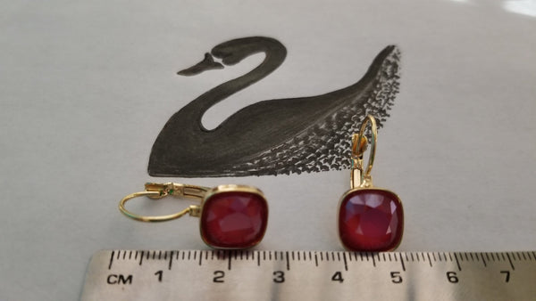 Swarovski Crystal Square Shaped Statement Earrings