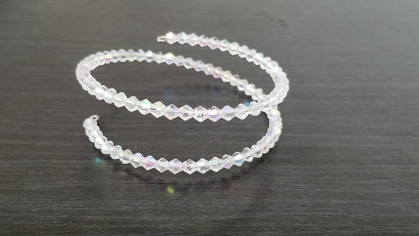 Shining white beaded bracelet/ bangle